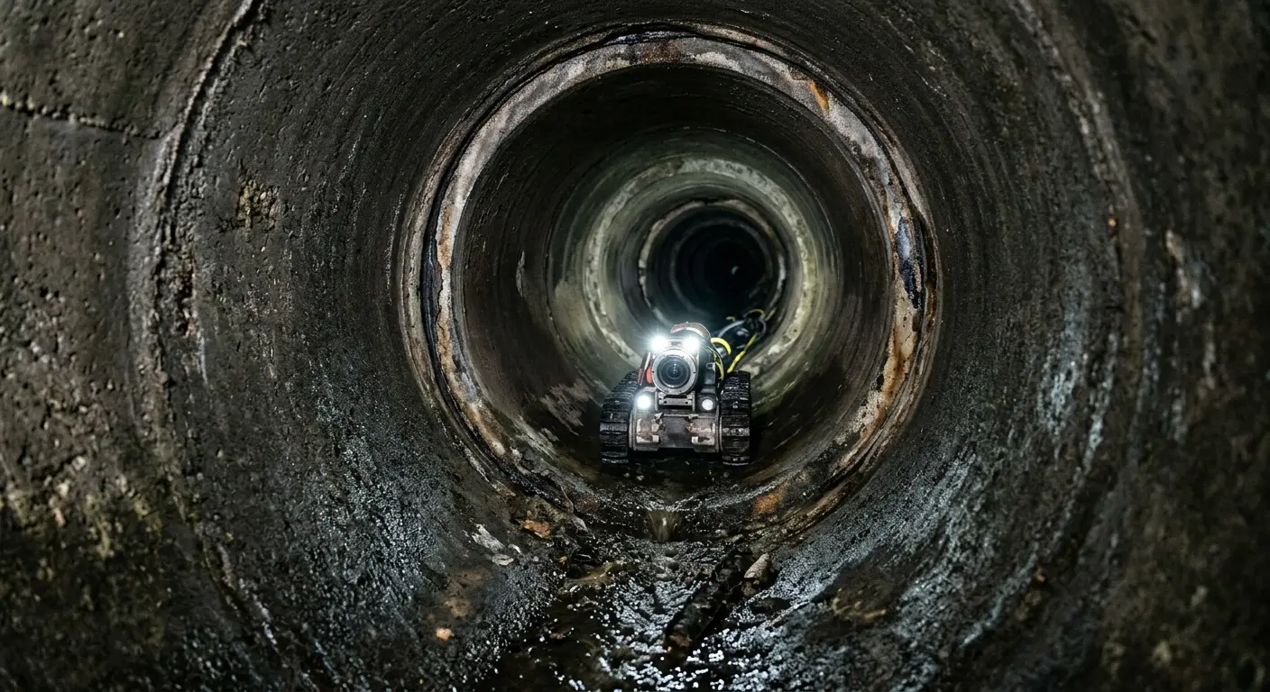 Robotic sewer camera inspecting pipe interior for Sewer Line Cleaning in Glenn Dale